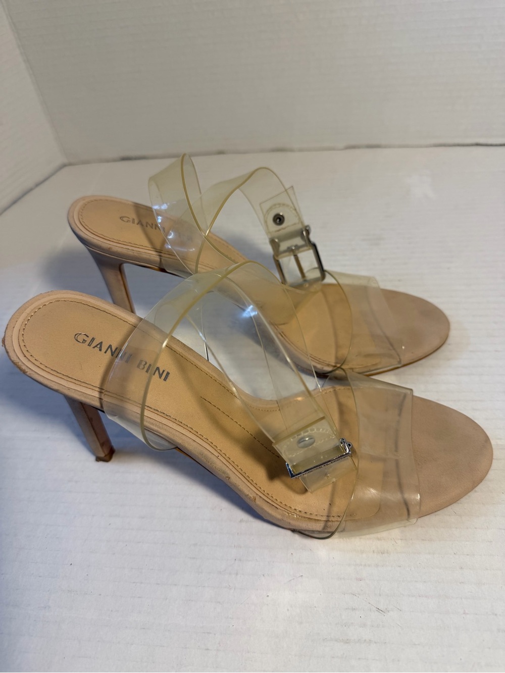 Gianni Bini Nude Clear Strap Stiletto Sandals 9M